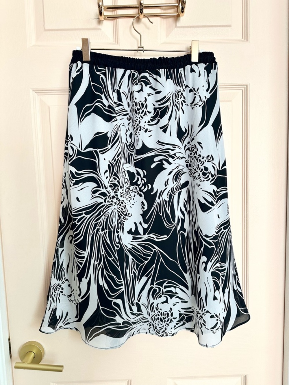 Black and white floral skirt